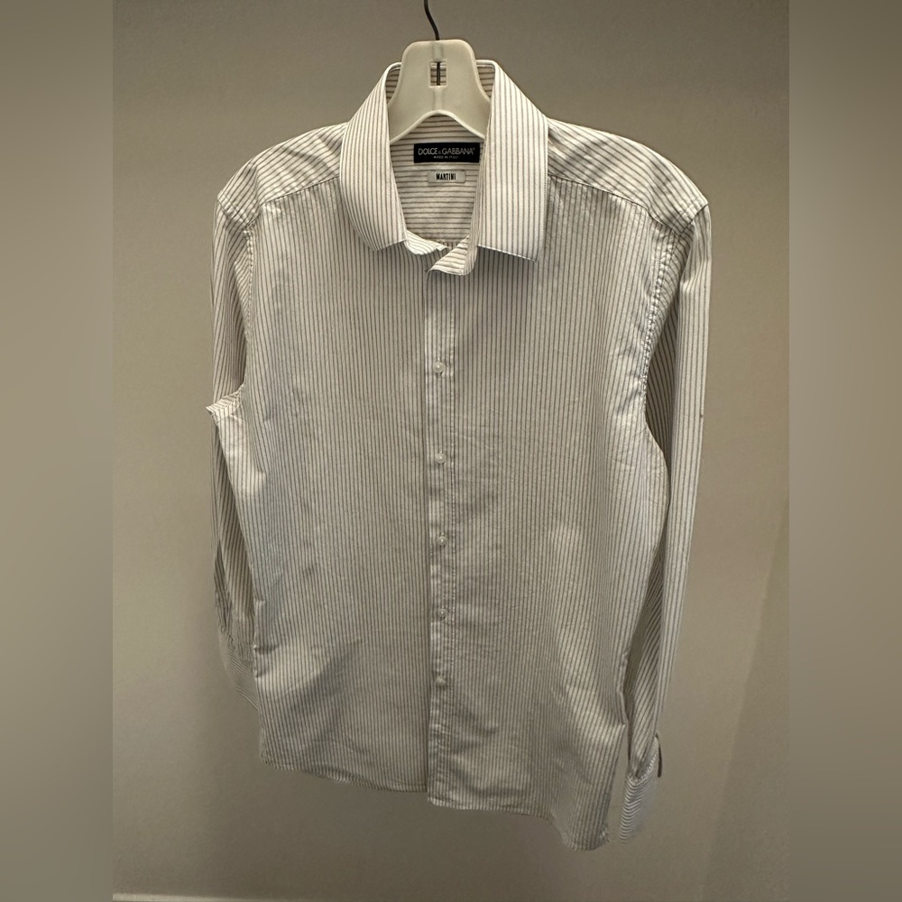 Dolce and Gabbana Martini Button Up Shirt, Size 15/38, 100% Cotton.